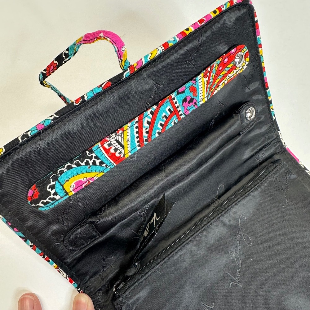 Vera Bradley Cosmetic Makeup/Accessories Black Blue Pink Red Folding Tie Pouch - Picture 10 of 15